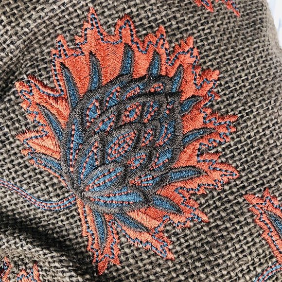 LouLou de la Falaise Brown and Red Embroidered Gold Frame Clutch Purse Bag - Picture 10 of 11